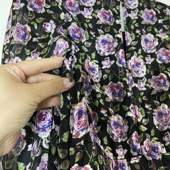 Paris Atelier & OTHER STORIES Tailored Rose Print purple long sleeve Mini Dress - Picture 7 of 9